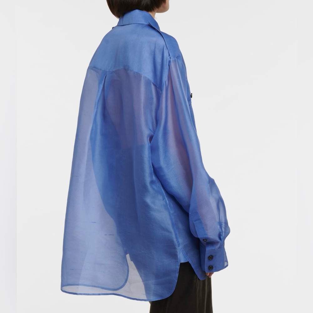 KHAITE Missa flap-pocket silk-organza shirt - Picture 7 of 9